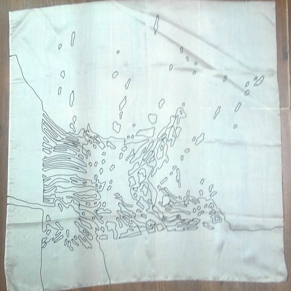 картинка Платок с нанесенным резервом, Эксельсиор, 57*57, Лагуна от магазина Мир Шелка