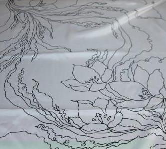 картинка Платок с нанесенным резервом, Атлас, 69*69, Первоцвет от магазина Мир Шелка
